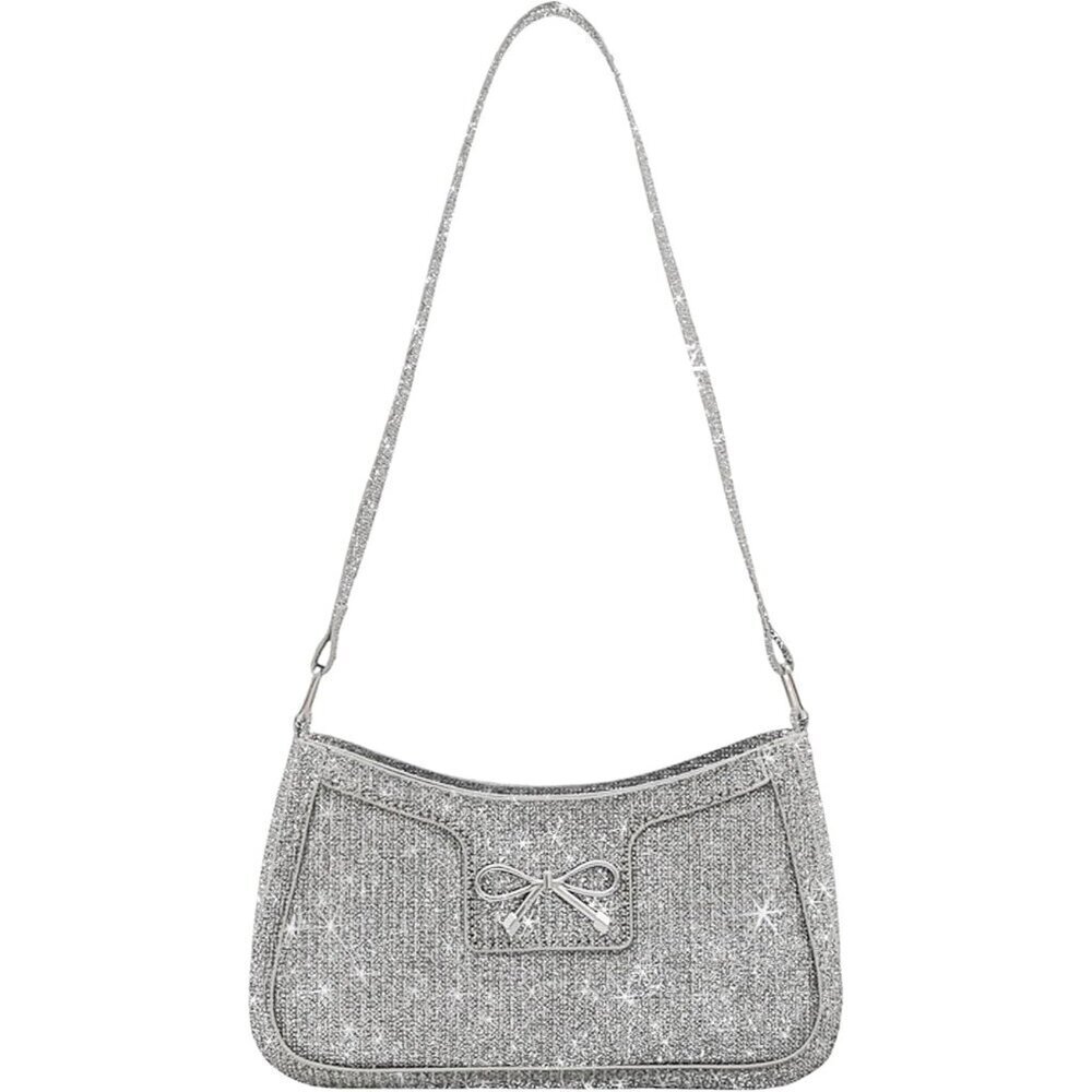 🆕Women's Silver Bling Sequin Purse Evening Ladies Party Clutch Handbag